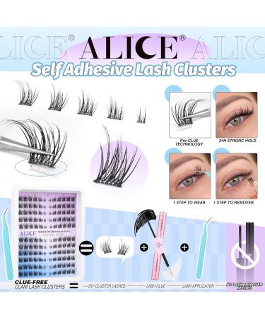 ALICE Self Adhesive Lash Clusters - Natural Reusable Eyelashes | No Glue Needed | 132pcs C Curl Press-On Lashes with Tweezers - DIY Lash Extensions - Buy Online on GoSupps.com