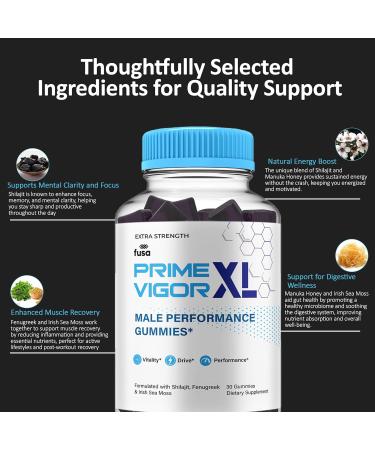 Fusa Prime Vigor XL Gummies PrimeVigor Supplement Vigor Maximum Strength Advanced Shilajit Irish Sea Moss Fenugreek - Pack Of 2 - Buy Online on GoSupps.com