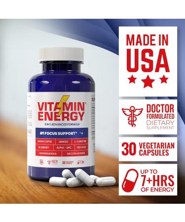 Vitamin Energy Focus+ Energy Capsules | 7+ Hours of Energy | 30 Capsules | International Shipping Available - Buy Online on GoSupps.com