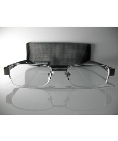 Foster Grant Wilder Gunmetal Half-Frame Carbon Fiber Reading Glasses with Case | +2.50 Strength | Free Hard Case & Microfiber Cloth - International Shipping Available - Buy Online on GoSupps.com