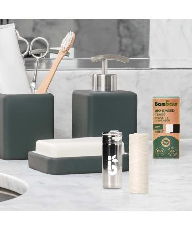 Bambaw Organic Silk Dental Floss + Stainless Steel Holder | Eco-Friendly Mint Floss | Plastic-Free & Refillable | 50m | Sustainable Oral Care - Buy Online on GoSupps.com