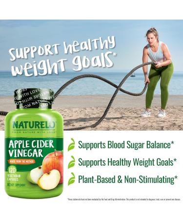 NATURELO Apple Cider Vinegar Capsules - Natural ACV with Mother Supplement for Men & Women for Detox Cleanse and Weight Management - 120 Vegan Capsules (Pack of 2) 120 Count (Pack of 2) - Buy Online on GoSupps.com