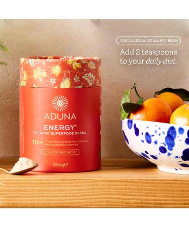 Aduna Organic Energy Superfood Blend | 100% Natural Stir-in Blend With 10+ Superfoods for Natural Energy Focus & Reduced Tiredness | Vegan Powder for Yogurt Juices & Smoothies | 250g Energy 8.82 Ounce (Pack of 1) - Buy Online on GoSupps.com