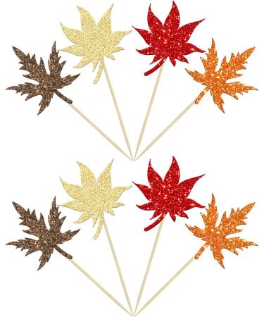 Gyufise 24Pcs Maple Leaf Cupcake Toppers Glitter Fall Theme Cupcake Picks Fall Harvest Thanksgiving Party Cake Decorations Supplies Mixed Colors Multi 6 - Buy Online on GoSupps.com