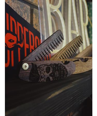 B4K Premium Handmade Wooden Comb for Men | Multifunctional Pocket Ridge for Hair Beard & Mustache | Travel Size with Skull Engraving - Perfect for Oils & Balm - Buy Online on GoSupps.com