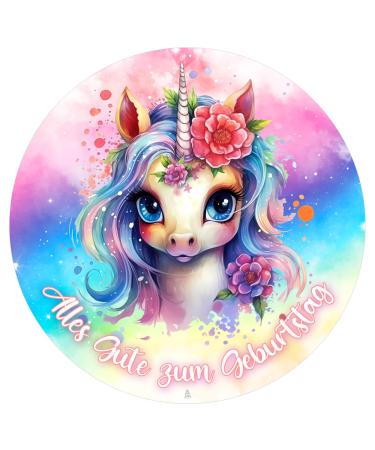 J & M Deco Tortenleafer Birthday - Tortendendeko unicorn girl - birthday cake decoration from fondant - around 20 cm - Tortendendeko - Tortenleafer Einhorn - Cake Decoration - Buy Online on GoSupps.com