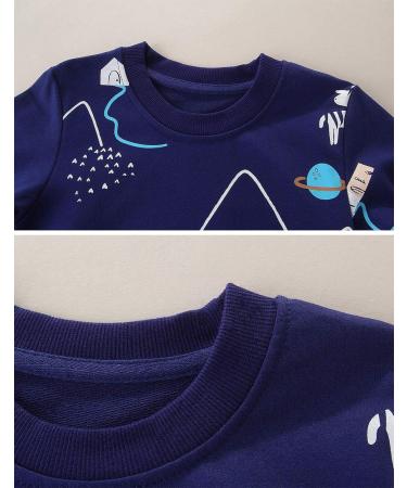 Boys Dinosaur Sweatshirt - Cotton Long Sleeve Pullover for Kids 1-8 Years - Deep Blue - Buy Online on GoSupps.com