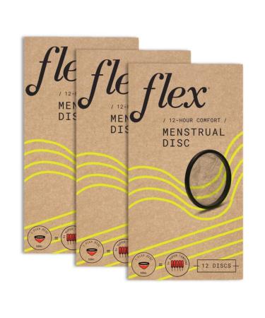 Flex Menstrual Discs | Disposable Period Discs | Tampon, Pad, and Cup Alternative | Capacity of 5 Super Tampons | HSA or FSA Eligible | Made in Canada | 3-Pack (36 Total Count) 36 Count