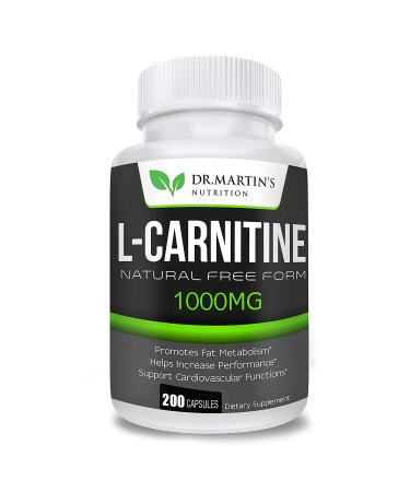 Extra Strength L-Carnitine - 200 Capsules - 1000mg Per Serving - Boost Your Metabolism and Increase Performance - Buy Online on GoSupps.com