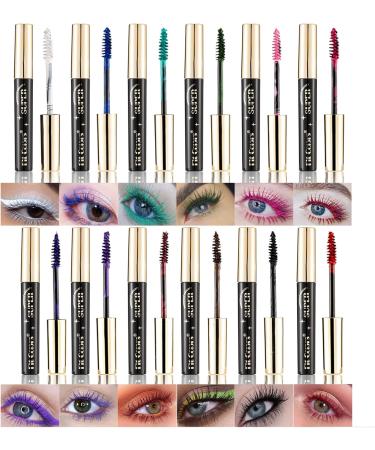 CHSEEO Colored mascara 12 colors mascara for eyelashes green blue purple waterresistant longlasting smudgeproof for voluminous 3D eyelashes makeup 50 to 14 pieces - Buy Online on GoSupps.com