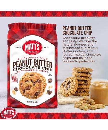 Matt's Cookies Matt's Cookies Peanut Butter Chocolate Chip Cookies Baked Sweet Cookies Non-GMO 6 x 395g - Buy Online on GoSupps.com