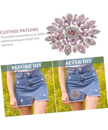 Abaodam Hot Glue Bottom Cloth Sticker Silver Jacket Outfit Heart Patch Clothing Patch Crystal Code Chain Pink 1X10.8X10.8CM - Buy Online on GoSupps.com