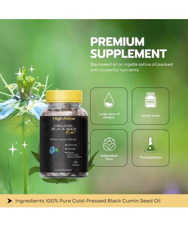 Organic Black Seed Oil Capsules - 2 Month Supply - 120 Count (2000mg Per Serving) High Potency Organic Cold Pressed Nigella Sativa Oil (Non-GMO) - Buy Online on GoSupps.com