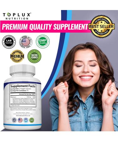 Magnesium Complex Supplement 8 Elemental 1000mg - Magnesium Glycinate Citrate Malate Taurate Chelated for Easy Absorption for Bones Muscle Recovery Energy Vegan Non-GMO 90 Capsules 90 Count (Pack of 1) - Buy Online on GoSupps.com