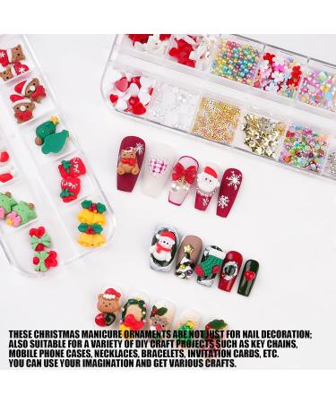 Christmas Nail Charms 3 Boxes Cute Snowman Santa Claus Xmas Tree Elk Bells 3D Christmas Nail Art Charms Flower Heart Bow Nail Rhinestones Pearls Caviar Beads Nail Studs with Tweezer & Picker Pen - Buy Online on GoSupps.com