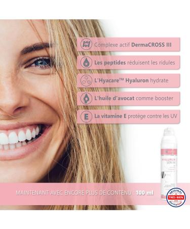 Organic Hyaluronic Face Serum 100ml - with Avocado Oil Booster Peptides and Vitamin E - Vegan Anti-Wrinkle Cream Anti-Aging Serum for Eyes Neck and D collet  - Buy Online on GoSupps.com