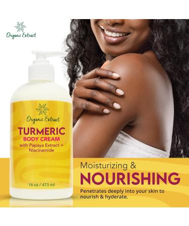 ORGANIC EXTRACT Turmeric Body Lotion - 16 fl oz / 473 ml - Deep Moisturizing Hydrating Body Moisturizer Cream - Helps Relieve Dry Skin with Long-Lasting Moisture - With Turmeric Papaya Extract - Buy Online on GoSupps.com