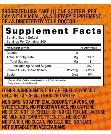 Basic Brands Super Happy Sunshine Vitamin D3 5000IU 240-count (Pack of 1) 240 Count (Pack of 1) - Buy Online on GoSupps.com