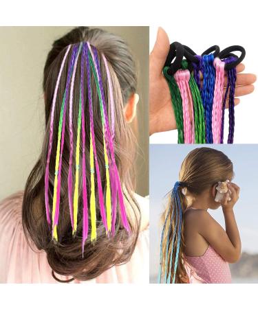 Colorful 8-Piece Hair Strands Set | 40 cm Twist Braid Extensions | Stylish Braiding Rubber Bands for Girls & Women - 4 Vibrant Colors - Buy Online on GoSupps.com