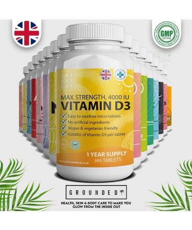 Vitamin D3 4000 IU Micro Tablets - 365 Day Supply | High Strength Sunshine Vitamin | Vegan & Vegetarian Friendly | Made in UK - Buy Online on GoSupps.com