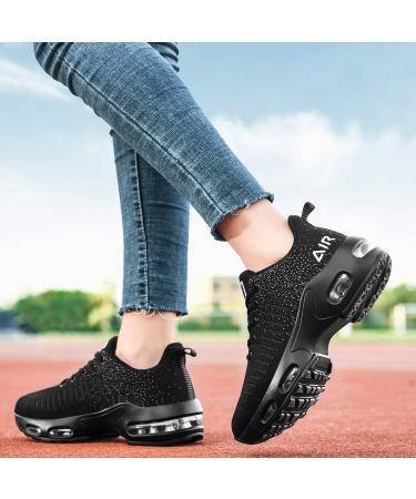 QAUPPE Women's Lightweight Air Sports Walking Sneakers US 5.5-11 B(M) 6 - Allblack - Buy Online on GoSupps.com