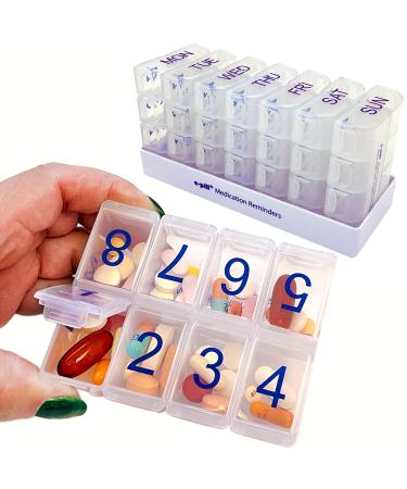 e-Pill 8 Times a Day x 7 Day Large Weekly Pill Organizer Vitamin and Medicine Box (Clear)