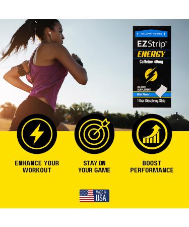 Energy Strips with 40 mg Caffeine | Sugar-Free Mint Flavor Energy Supplement | Performance Boost for Adults | Made in USA | 30 Pack - Buy Online on GoSupps.com