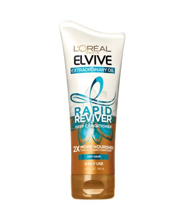 L'Oreal Paris Elvive Extraordinary Oil Rapid Reviver Deep Conditioner  Hydrates Dry Hair  No Leave-In Time  with Damage Repairing Serum and Hair Oil  6 oz.
