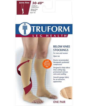 Truform Open Toe Knee High 30-40 mmHg Compression Stockings Beige Large Beige Large (1 Pair) - Buy Online on GoSupps.com