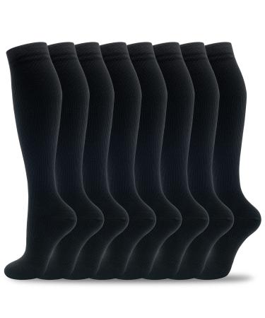fenglaoda 8 Pairs Compression Socks for Men & Women 20-30 mmHg Knee High Nurse Pregnant Running Medical and Travel Athletic B-8 Pairs-black-new Large-X-Large - Buy Online on GoSupps.com