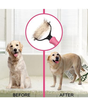 Whoobell Undercoat Rake for Dogs - Professional 2-Sided Brush for Deshedding and Dematting - Perfect for Dogs, Cats, Rabbits - Removes Loose Undercoat and Shedding - Pink-L - Buy Online on GoSupps.com