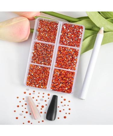 Beadsland 7200PC Flatback Rhinestones - Clear Round Crystal Nail Gems Mixed Sizes SS3-SS10 with Wax Pencil Kit - Perfect for Handicrafts & DIY Projects Orange - Buy Online on GoSupps.com