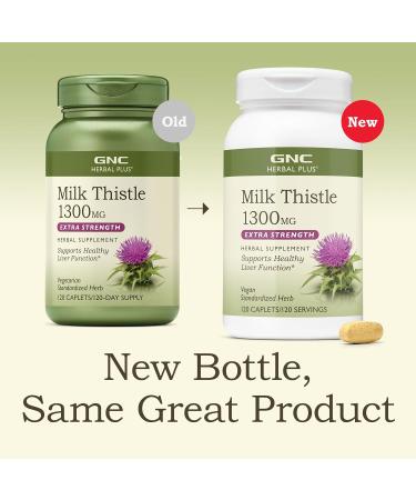 GNC Herbal Plus Milk Thistle 1300mg Extra Strength 120 Caplets 120 Count New - Buy Online on GoSupps.com