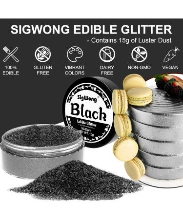 Edible Glitter for Drinks - 15g Lustre Dust Edible Sprinkles Paint for Desserts Cake Decorations Food Colouring Powder Paint for Chocolate Strawberries Drinks-Black - Buy Online on GoSupps.com