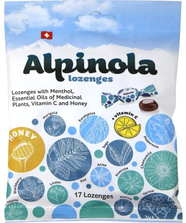 Alpinola Lozenges with Menthol Essential Oils VIT C and Honey 17 Count