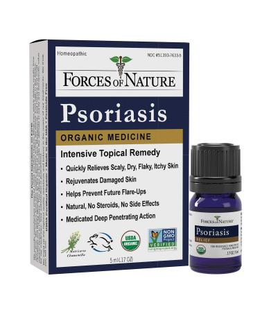 Forces of Nature -Natural, Organic Psoriasis Treatment (5ml) Non GMO, No Chemicals –Fast Acting Relief for Itchy, Scaly, Red, Flaking, Inflamed Skin Associated with Psoriasis, Dandruff, Dermatitis 0.17 Ounce (Pack of 1)