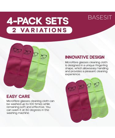 Premium Eyeglass Cleaner Cloth 4 Pack - Anti-Scratch Lens Cleaner Wipes & Screen Cleaning Cloth - Rose & Green - Buy Online on GoSupps.com