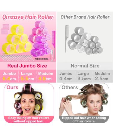 Qinzave 41-Piece Curlers Set - Large Self-Adhering Hair Rollers 64mm 55mm 48mm for All Hair Lengths - Volume & Style with Comb & Braid Tools - Buy Online on GoSupps.com
