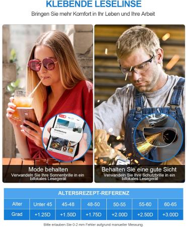 OKH Bifocal Lens Reader - Self-Adhesive 2.5 Diopter Enlargement Lenses for Sunglasses & Sports Glasses - Reusable No Water Needed - Buy Online on GoSupps.com
