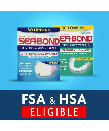 Sea Bond Denture Adhesive Seals Multipack - Zinc Free, All Day Hold - 30 Uppers and Lowers - Buy Online on GoSupps.com