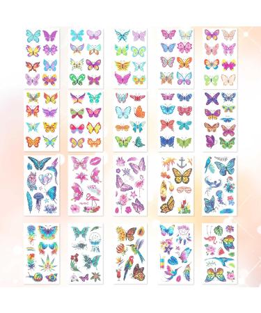 PAGOW Glitter Butterfly Temporary Tattoos - 20 Sheets, Self-adhesive and Waterproof Stickers for Kids, Women, Girls - Perfect for Birthday Parties and Goodie Bags (Style 4) - Buy Online on GoSupps.com