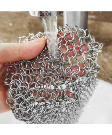 Stainless Steel Cast Iron Skillet Cleaner | Chainmail Scrubber for Pans, Griddles, BBQ Grills | 8x6 Inch Square - Buy Online on GoSupps.com