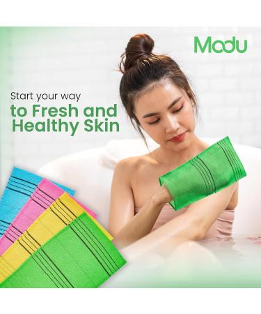 Buy Modu 5 Pcs Korean Exfoliating Mitts - Large Green Bath Washcloths | 9.1 X 6 in - Best for Exfoliation | International Shipping Available - Buy Online on GoSupps.com