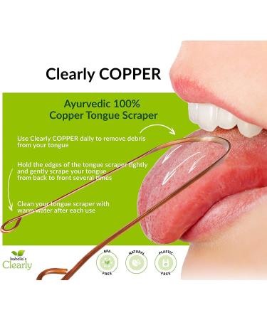 Isabella's Clearly COPPER Ayurvedic Tongue Scraper | 100% Pure Heavy Duty Copper | BPA Free | Natural Oral Care & Bad Breath Remedy - Buy Online on GoSupps.com