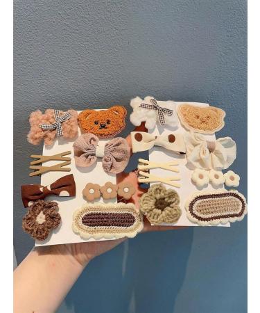 18pcs Flower Bear Bow Hair Clips Crochet Flower Hair Clips Bear Hair Bows Hair Accessories Women Hair Barrettes Hair Clip For Birthday Wedding Party - Buy Online on GoSupps.com