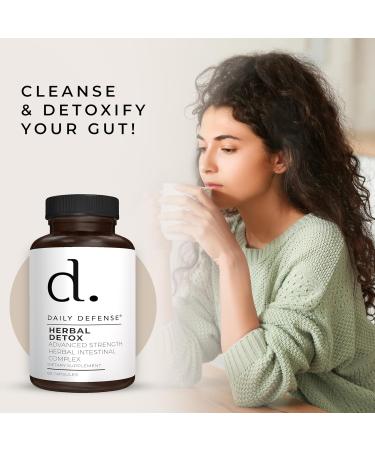 Daily Defense Herbal Detox with Zinc Garlic Wormwood Black Walnut Hull - Gut Cleanse Detox Dietary Supplements for Women & Men 60 Capsules - Buy Online on GoSupps.com