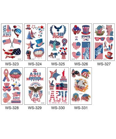 Memorial Day Temporary Tattoos - 20 Sheets Tattoo Sticker Set for Independence Day Celebration - Buy Online on GoSupps.com