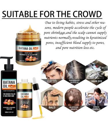 Batana Oil for Hair Care Set Organic Batana Oil for Healthy Hair Batana Oil Shampoo and Conditioner Natural Hair Growth Oil Effective Against Regional Alopecia Soothe Scalp - Buy Online on GoSupps.com