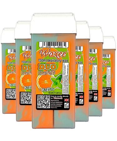 Roll on wax roller wax cartridge 100ml 6pcs Waxee DUO wax refill (Orange & Mint)