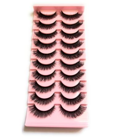 10 pairs Cats eye lashes Faux Mink False Eye Lashes D-Curl Fluffy and Wispy Ultra Soft Premium Sweat and Water Resistant Feather Light Enhancing Beauty and Confidence (5D-B23)